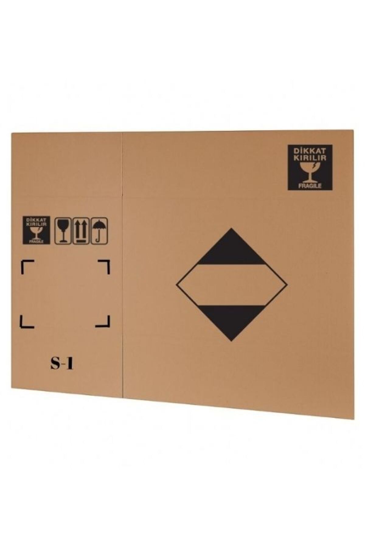 16,5x13,5x25 cm S-1 Uyarı Sembolü Baskılı Kargo Kolisi - Çift Oluklu-10 Adet