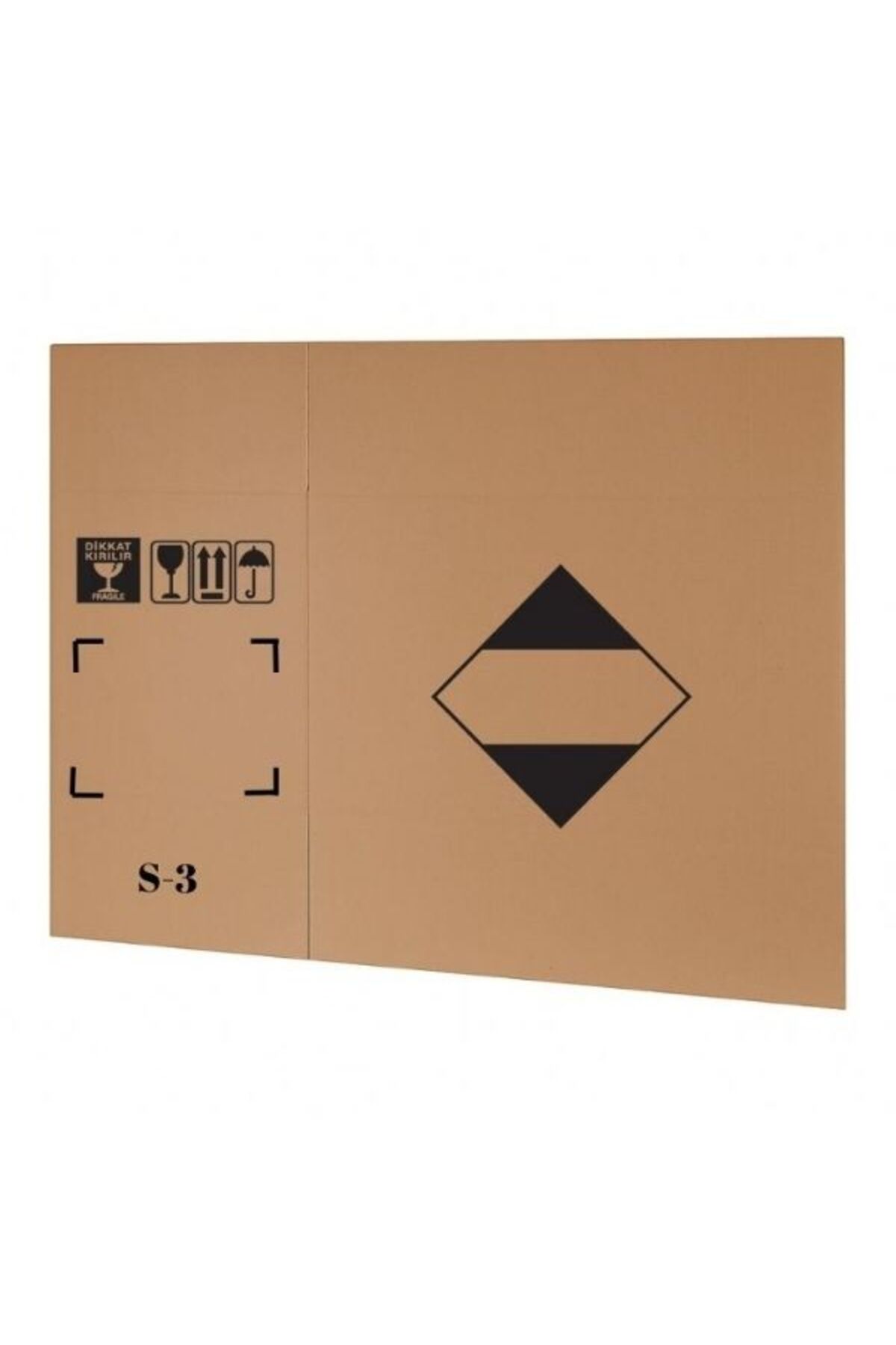 37x29,5x25 Cm S-3 Uyarı Sembolü Baskılı Mini Kargo Kolisi - Çift Oluklu-10 Adet