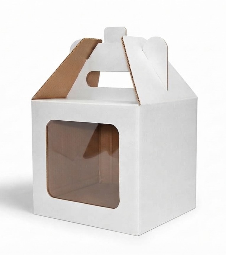13x13x12 cm Beyaz Asetat Pencereli Karton Kutu– Hediye, Kupa, Mum, Kurabiye ve Çikolata Kutusu-10 Adet