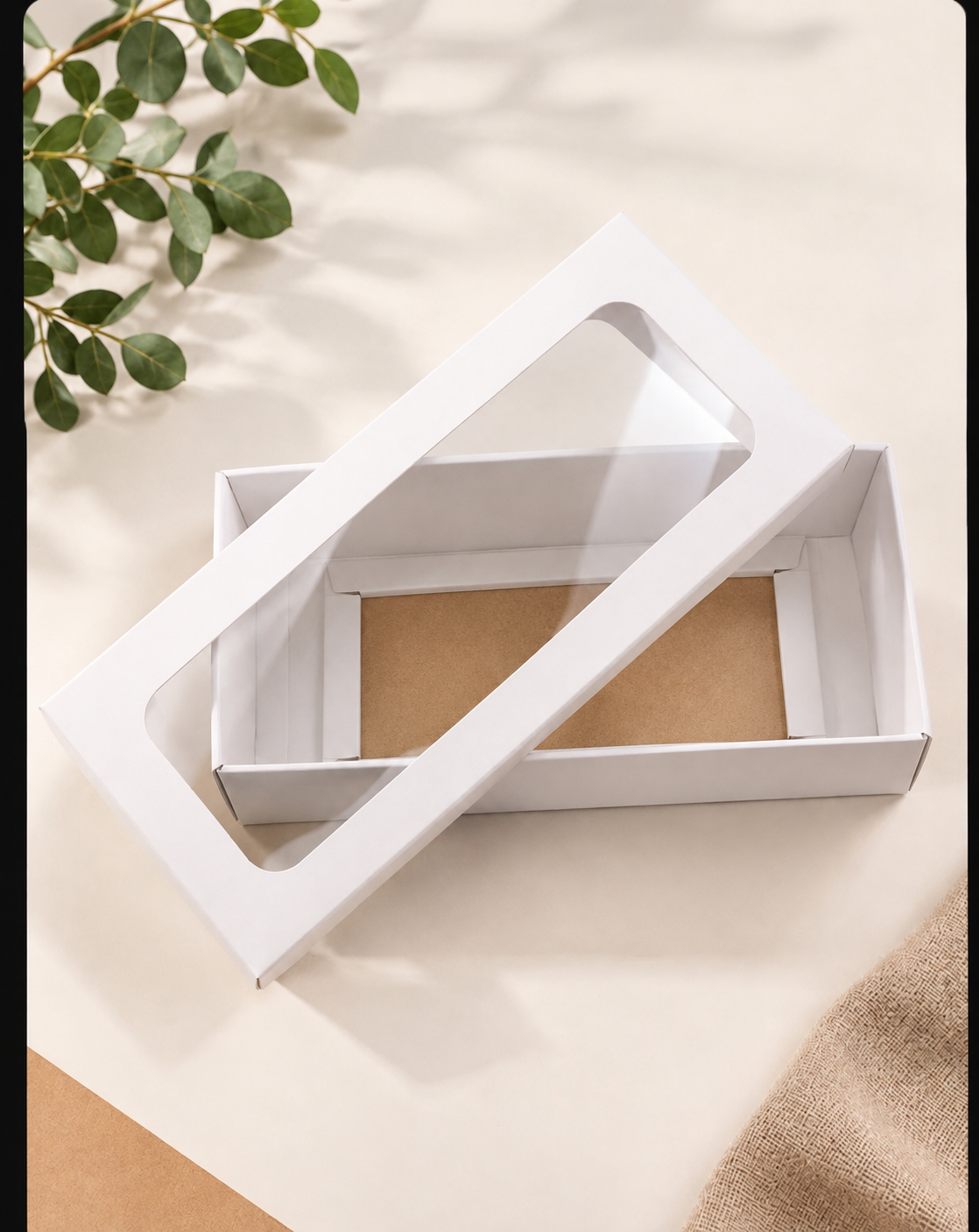 23x9x6 cm Pencereli Asetatlı Beyaz Kutu - Çikolata, Lokum, Kurabiye ve Hediyelik Sunum Kutusu-10 Adet